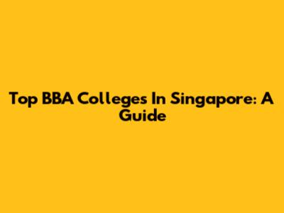 Top BBA Colleges In Singapore: A Guide