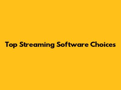 Top Streaming Software Choices